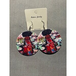 Large African American Women Wood Earrings
